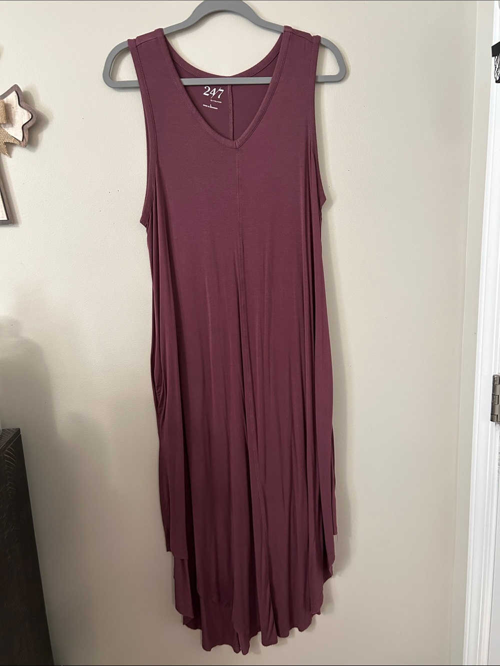 247 Sleeveless V-Neck Maxi Dress in Plum